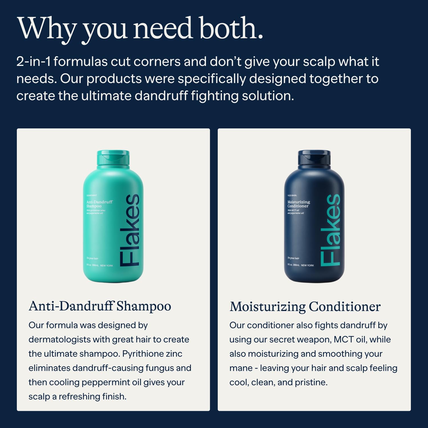 Flakes two percent pyrithione zinc shampoo bottle showing clear product label details.