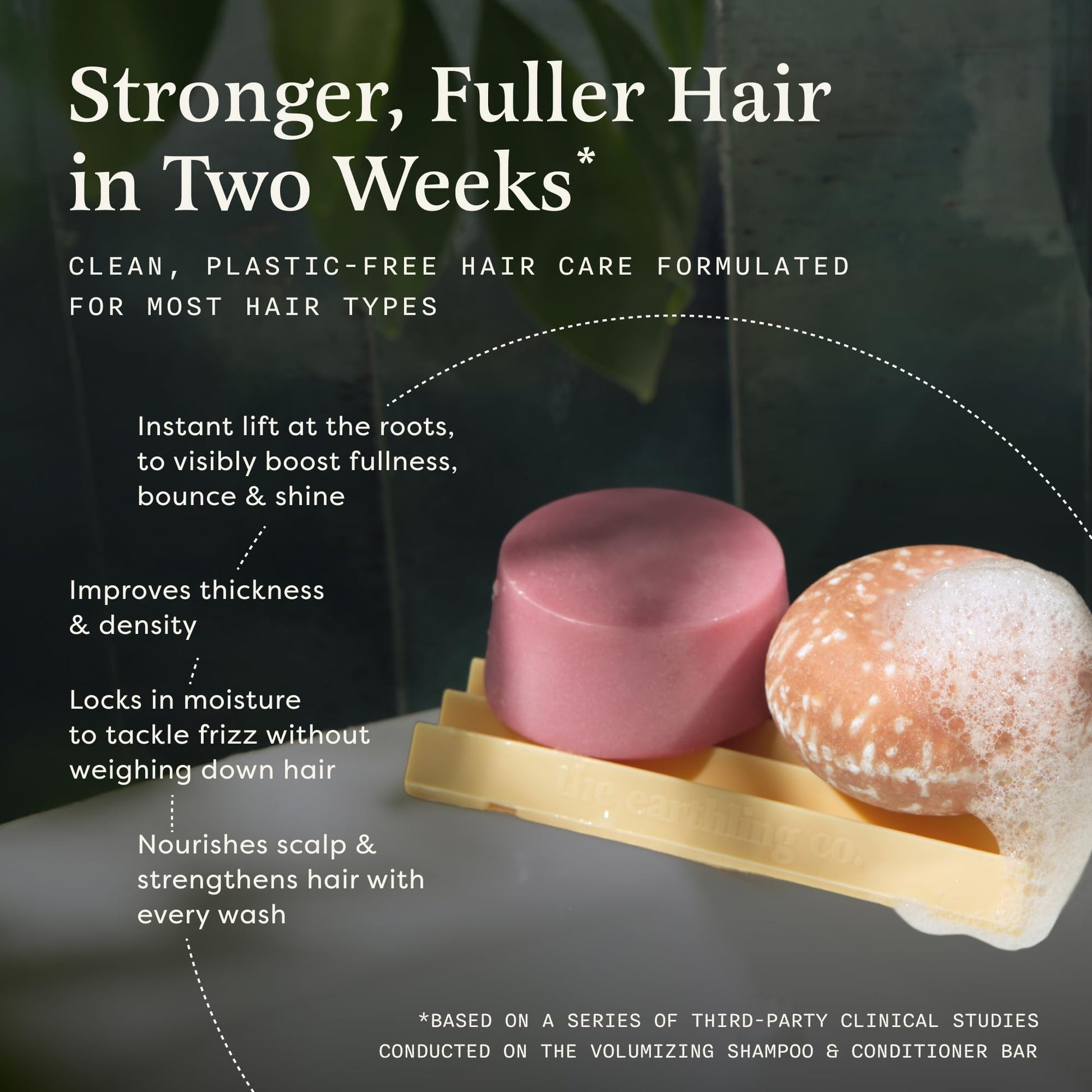 Eco friendly packaging of the Earthling Co. sulfate free shampoo bar showing clean plant based ingredients.