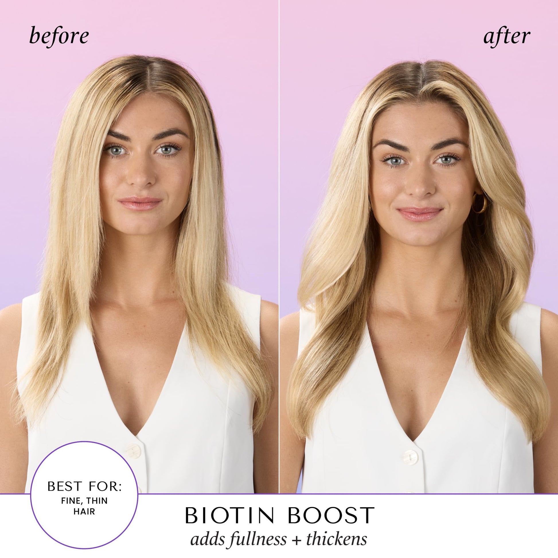 Sulfate free volumizing shampoo and conditioner infused with biotin and collagen extract
