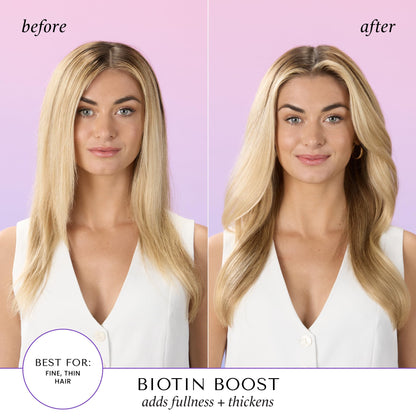 Sulfate free volumizing shampoo and conditioner infused with biotin and collagen extract