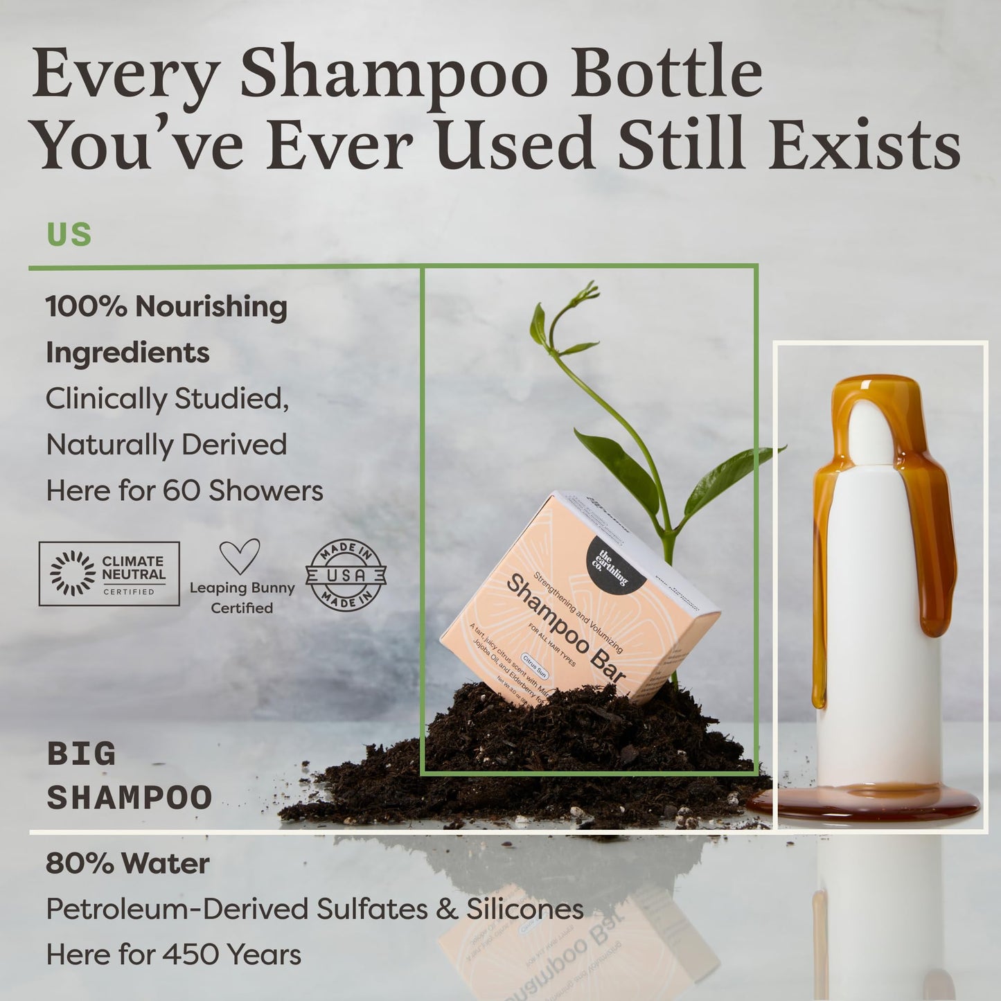 Full collection of natural non toxic hair bars from the USA highlighting the vegan and cruelty free certifications.
