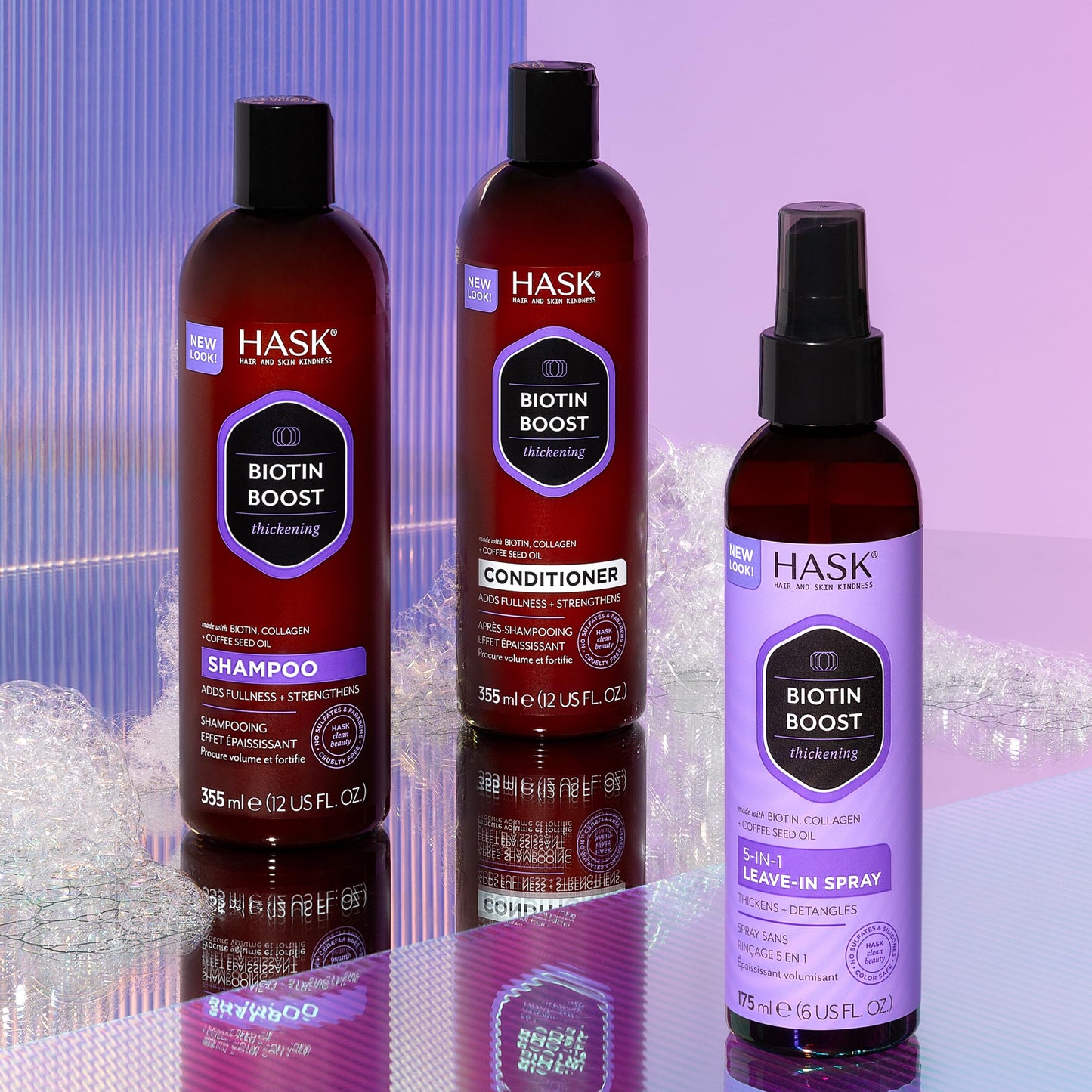 Imported USA hair thickening system showing convenient squeeze bottle dispenser design