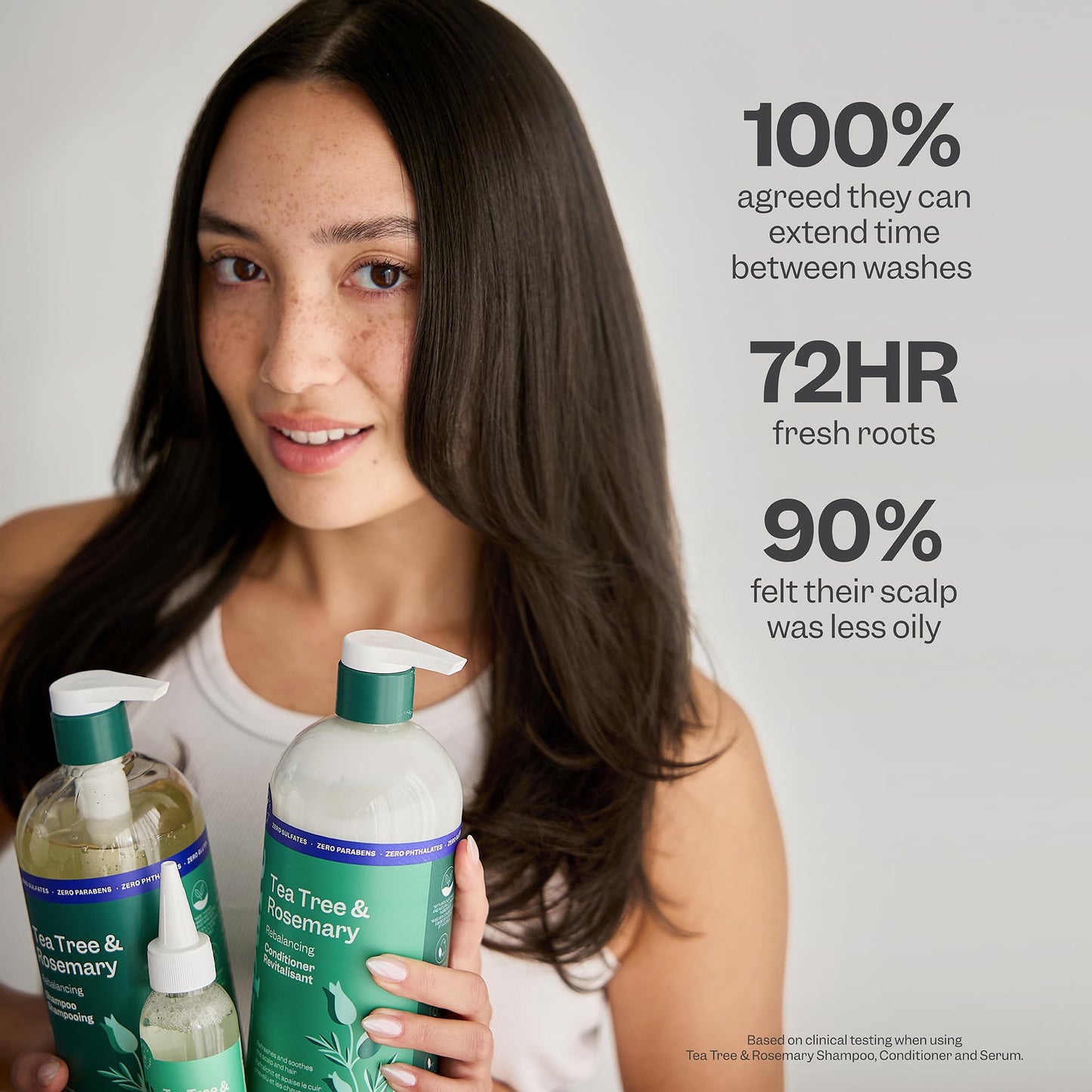 Side view of the two pack renpure shampoo and conditioner set highlighting its large size