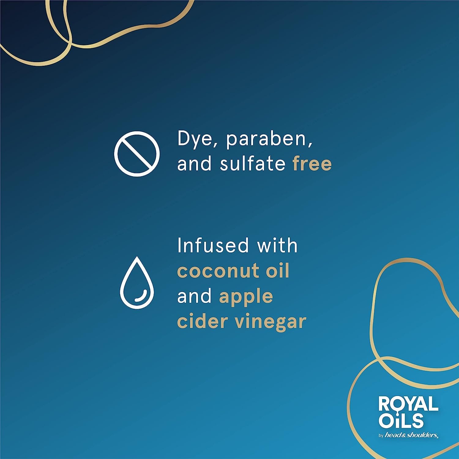 Head and Shoulders Royal Oils moisture renewal conditioner bottle highlighting the sulfate free and coconut oil infusion.