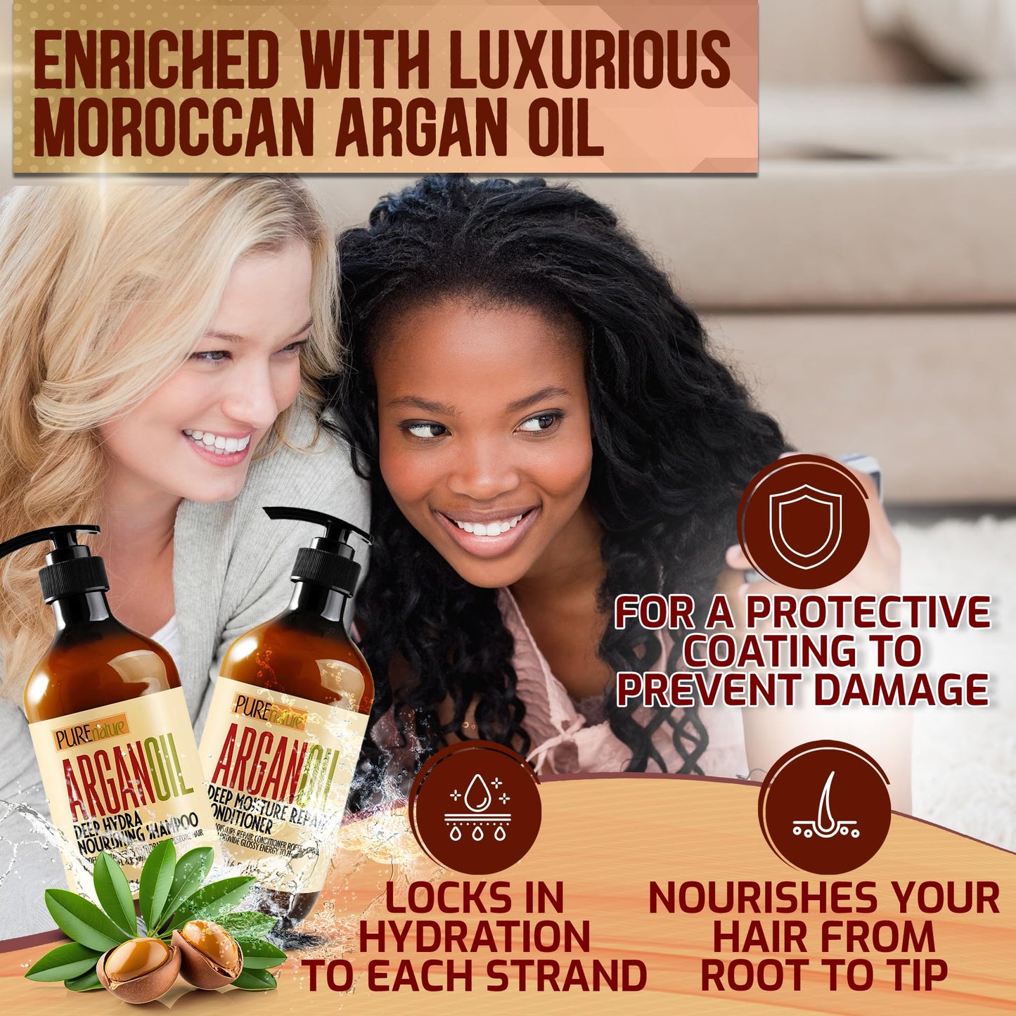 Pure Nature Lux Spa sulfate free hair care set for dry damaged hair treatment