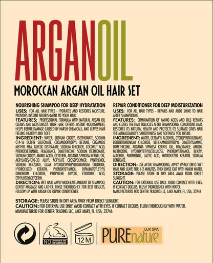 Pure Nature Lux Spa premium imported salon technology hair product back label view