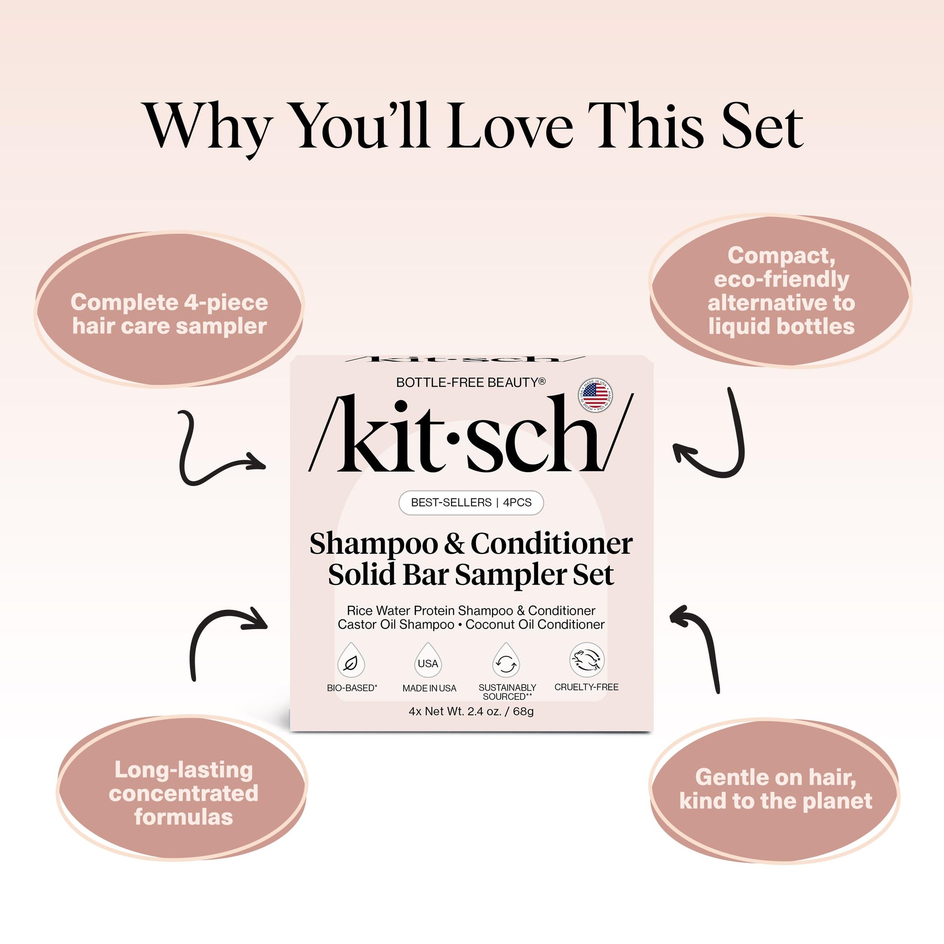 Kitsch castor oil nourishing shampoo bar demonstrating the waterless solid formula texture.