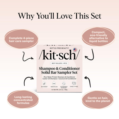 Kitsch castor oil nourishing shampoo bar demonstrating the waterless solid formula texture.