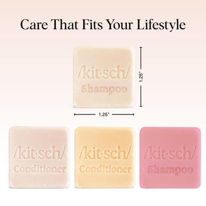 Back packaging label of Kitsch bottle free beauty sampler set detailing the clean ingredients list.