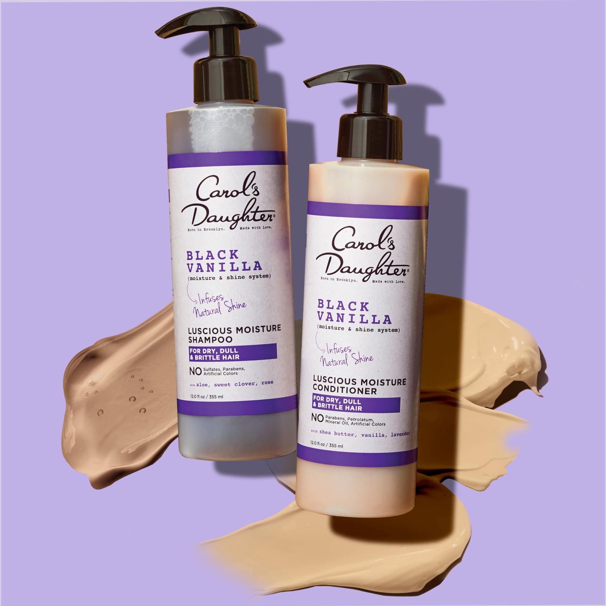 Carol's Daughter hair care kit side view displaying the dual twelve fluid ounce packaging layout.