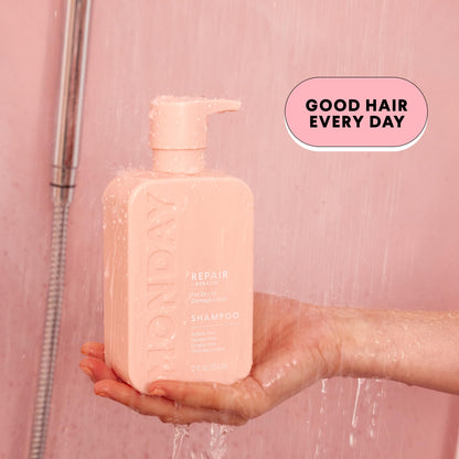 Monday Haircare Repair duo showing back label ingredients and usage instructions