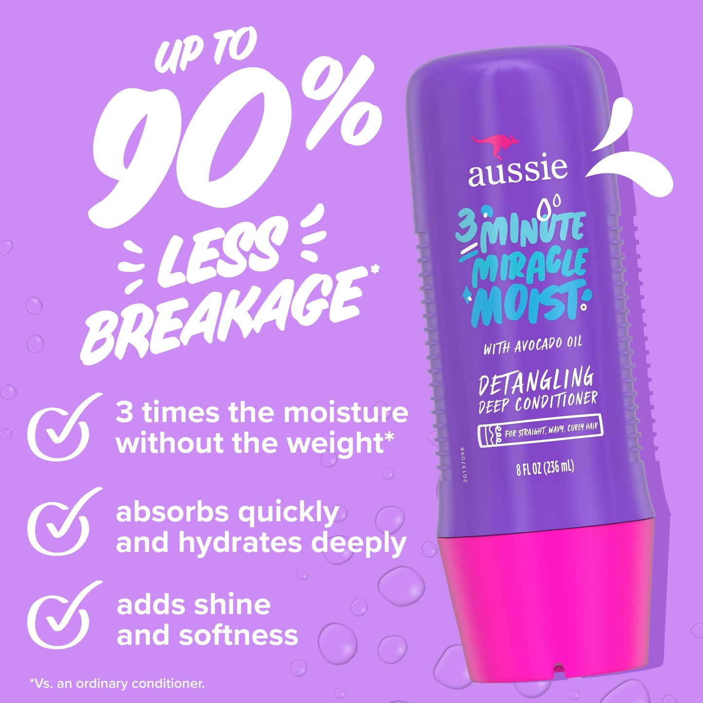 Back label of Aussie Total Miracle hair bundle showing directions for use and paraben free claims