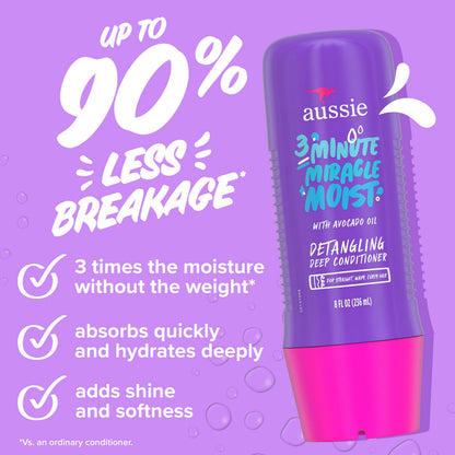 Back label of Aussie Total Miracle hair bundle showing directions for use and paraben free claims