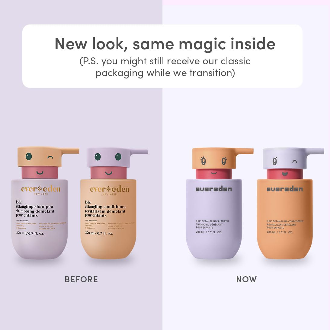 Evereden Kids Detangling Shampoo bottle close up highlighting clean vegan ingredients.