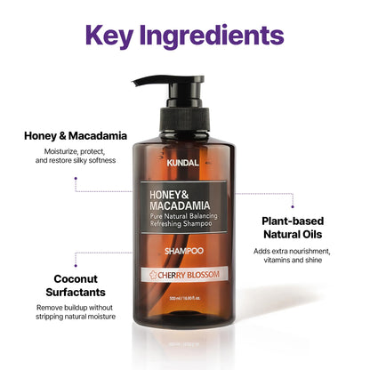 KUNDAL Korean sulfate free hair care set packaging showcasing the two fluid ounce bottles