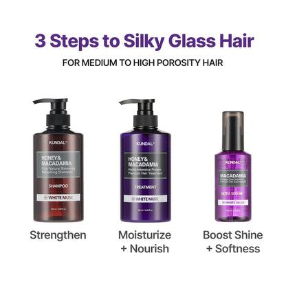 KUNDAL professional salon quality honey and macadamia hair treatment close up view