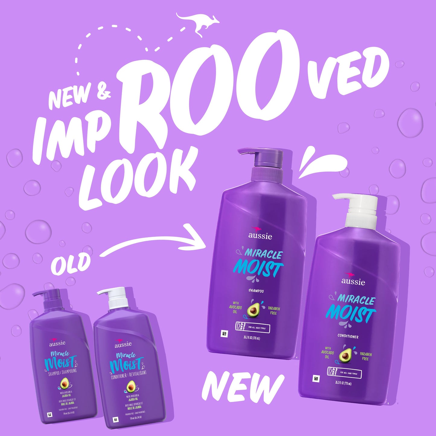 Aussie moisturizing shampoo and conditioner set with avocado oil for dry hair hydration
