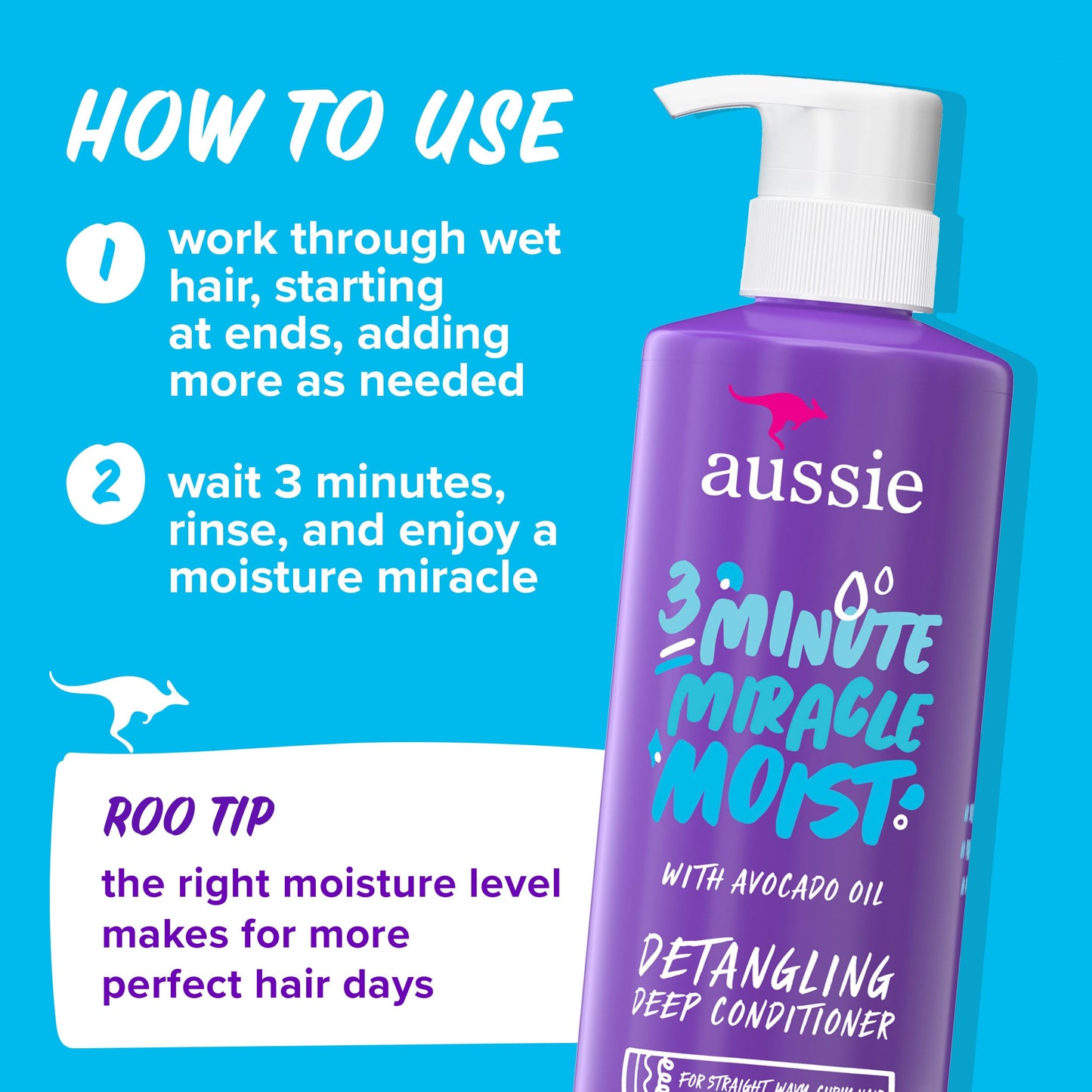 Back label of Aussie miracle moist shampoo bottle displaying official ingredient list