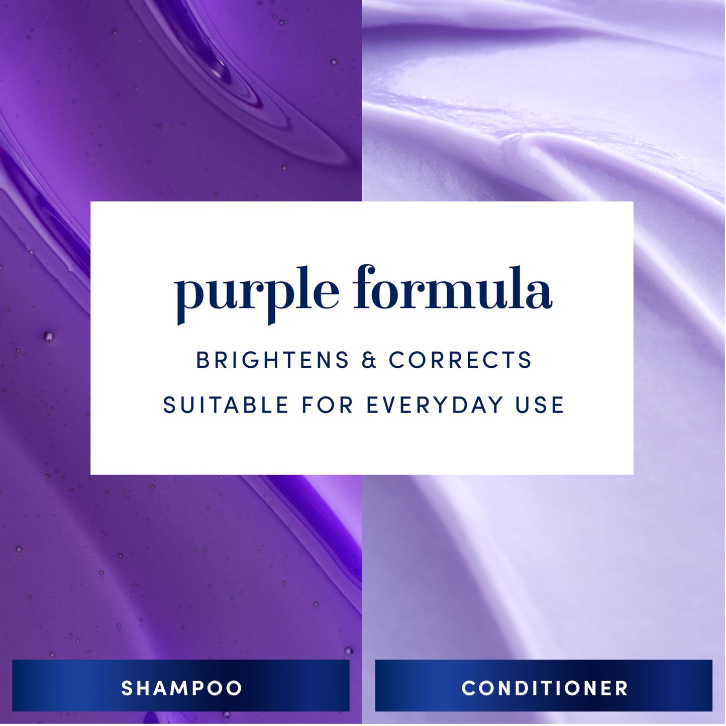 Hair Biology biotin infused purple shampoo bottles for grey hair care.