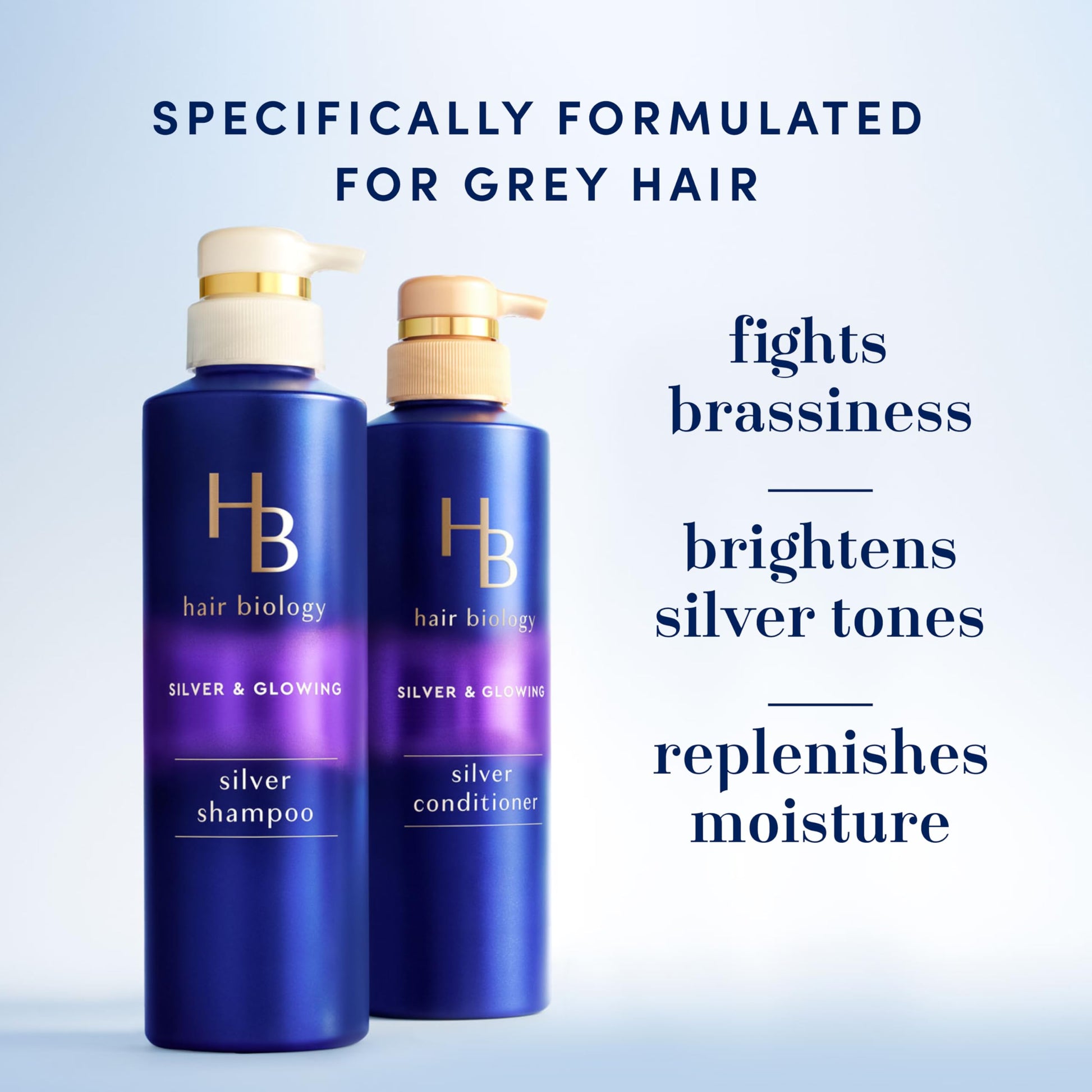 Hair Biology anti brassiness silver shampoo and conditioner 2 pack set.