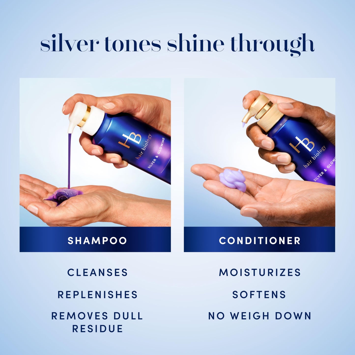 Hair Biology biotin hair care set for aging grey and silver hair.