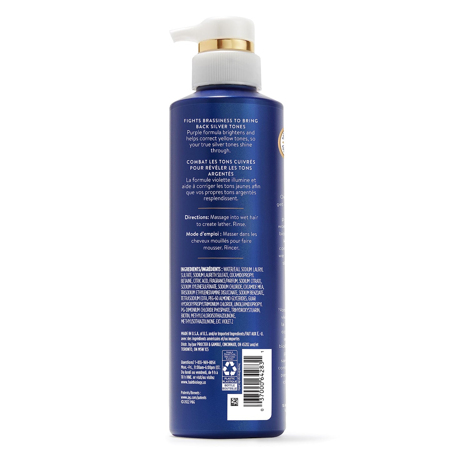 Hair Biology purple shampoo and conditioner packaging for silver brilliance.