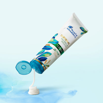 Head and Shoulders Supreme anti dandruff shampoo pump bottle and squeeze conditioner tube packaging