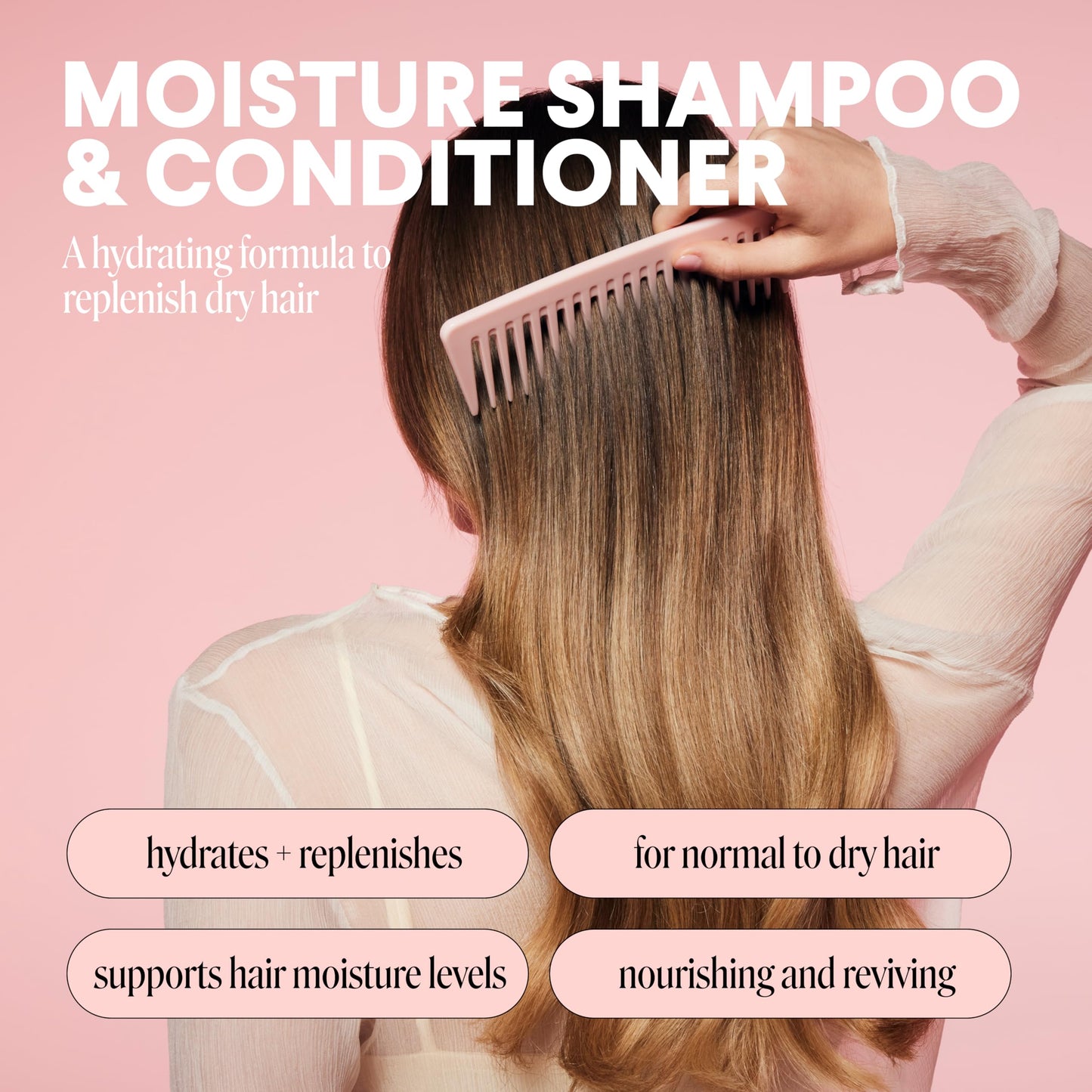 Monday Haircare hydrating shampoo bottle with pump dispenser on a solid background