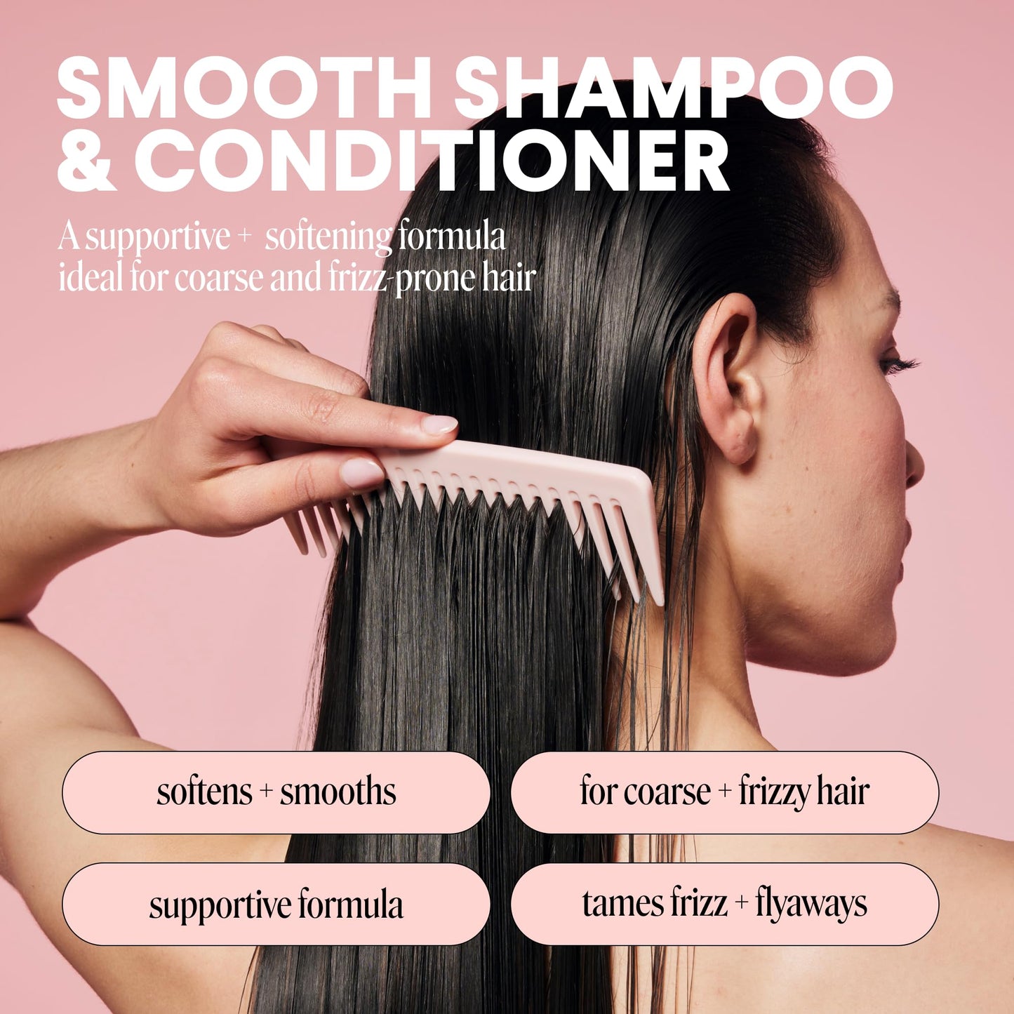 MONDAY HAIRCARE Smooth duo showing ingredients for curly and frizzy hair