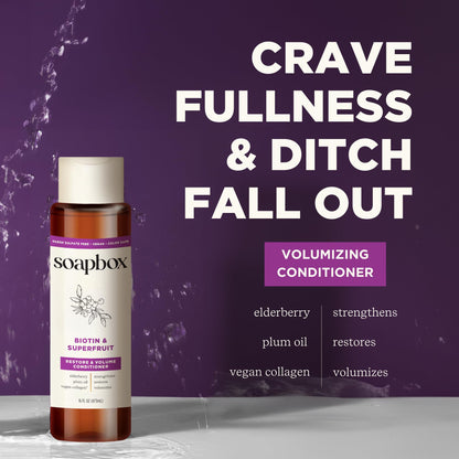 Close up of the labels highlighting biotin and vegan collagen ingredients