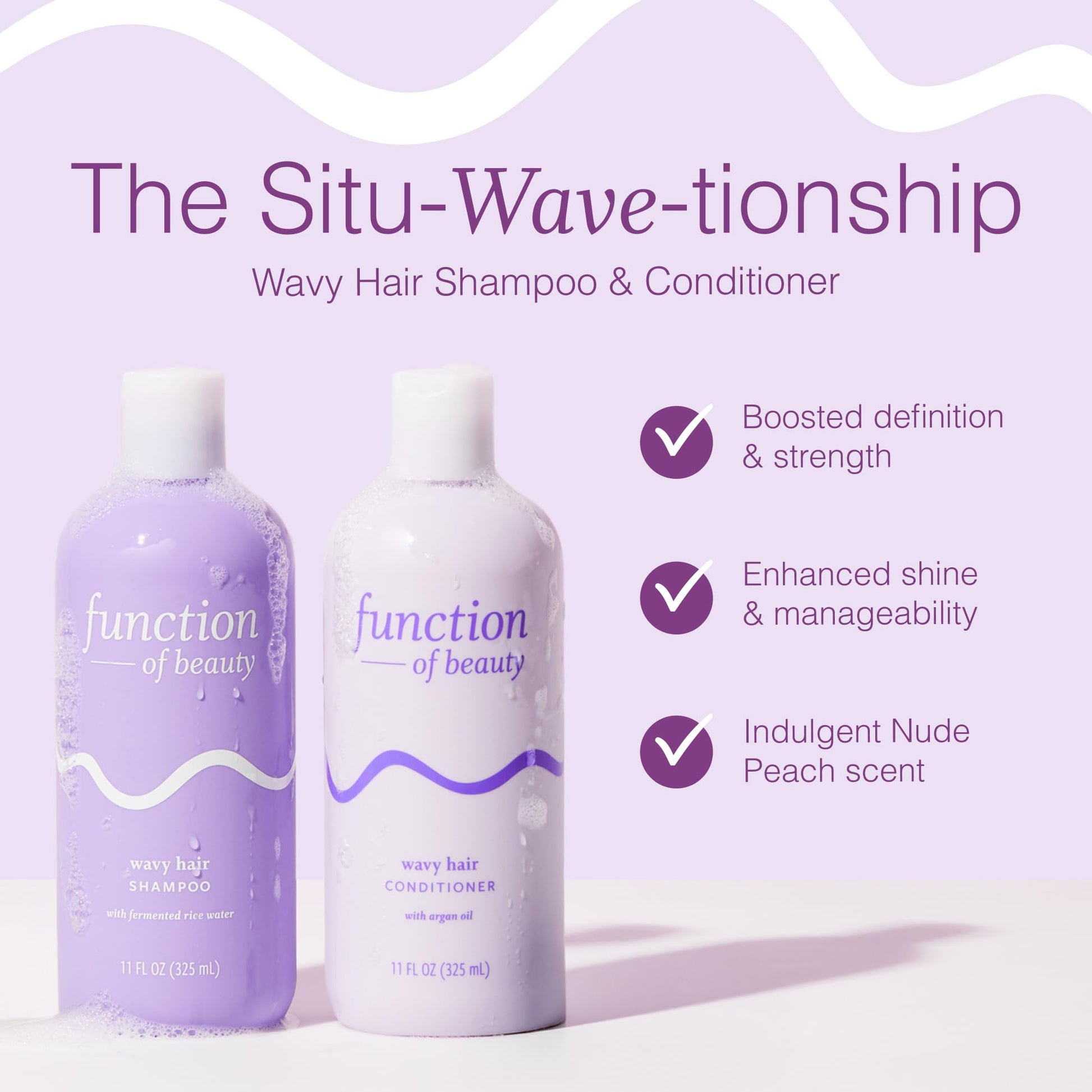 Function of Beauty custom wavy hair care duo with fermented rice water packaging