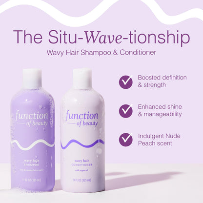 Function of Beauty custom wavy hair care duo with fermented rice water packaging
