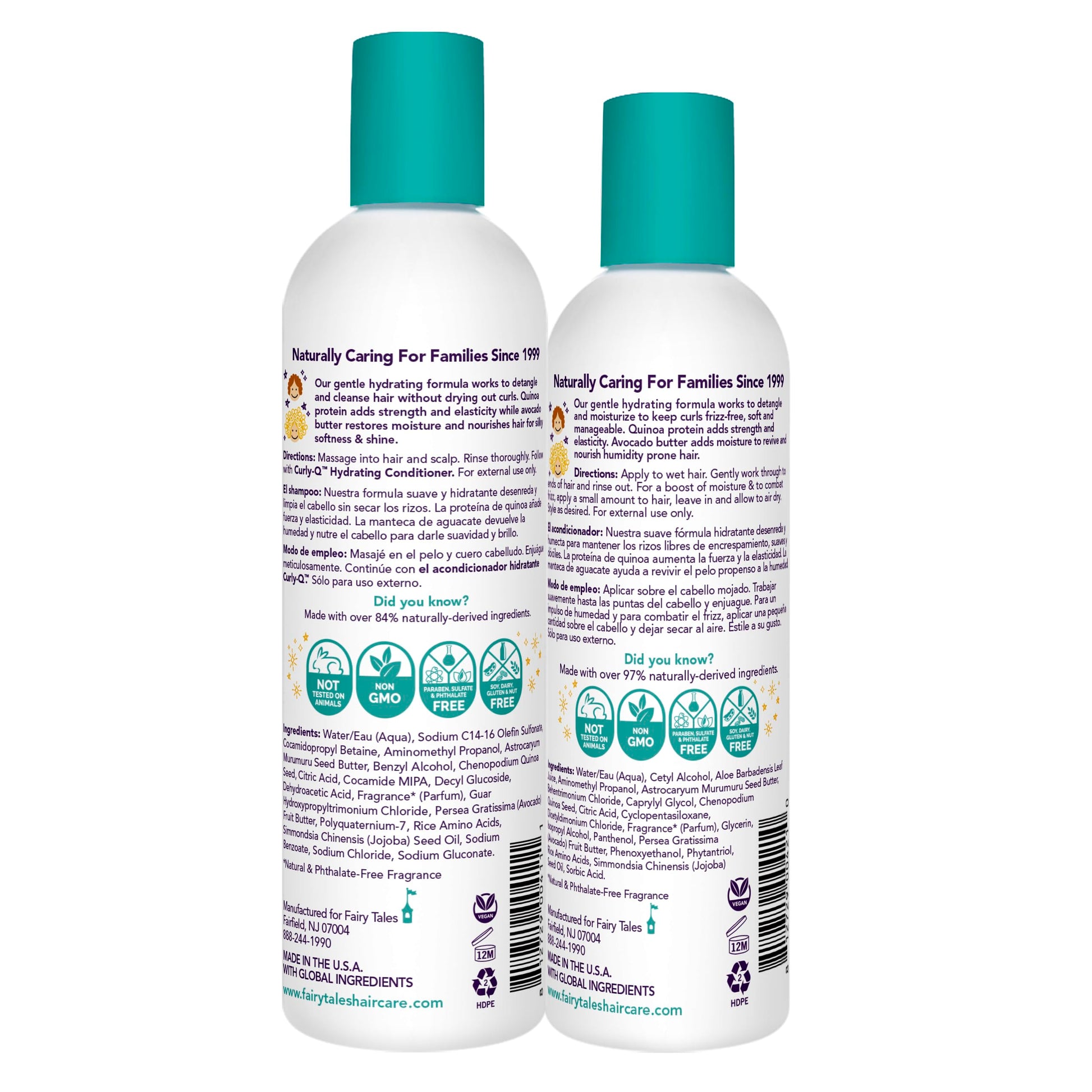 Fairy Tales Curly Q shampoo twelve ounce bottle showing clean ingredients label