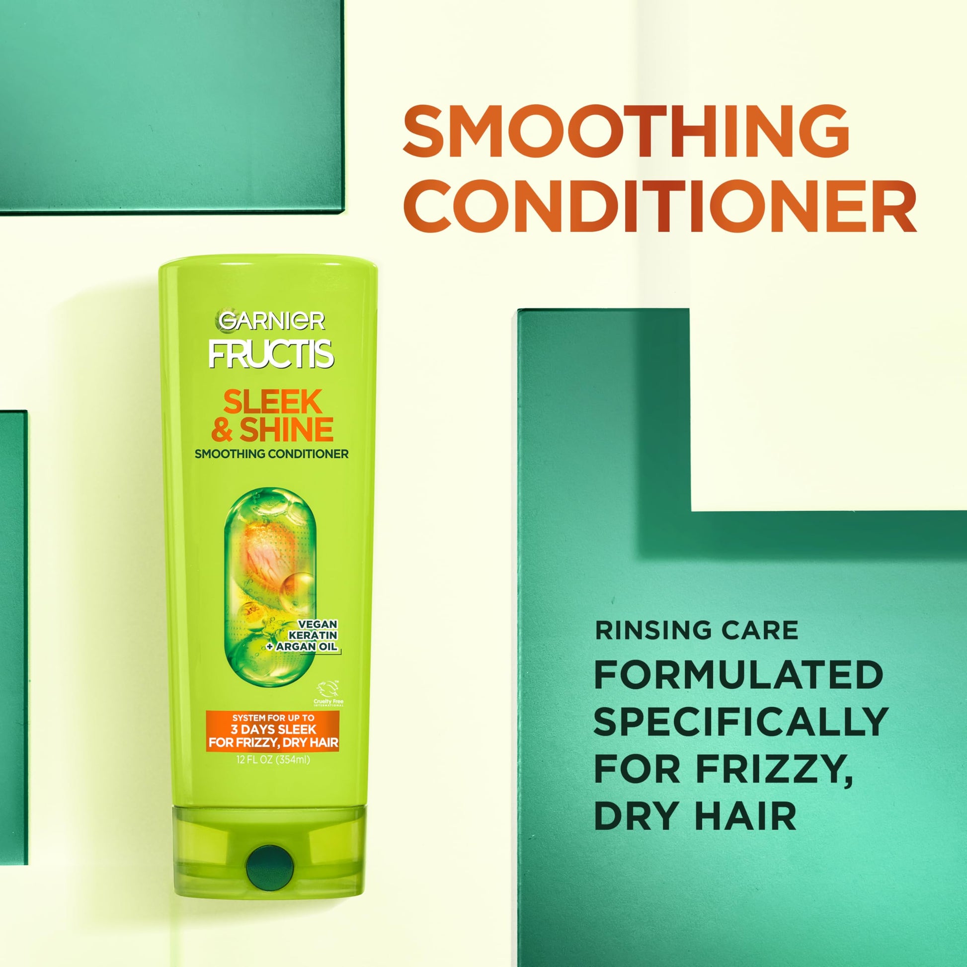 Back label of Garnier Fructis Sleek and Shine showing paraben free verification