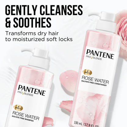 Pantene Pro-V Blends dual pack highlighting rose water infusion for frizz control
