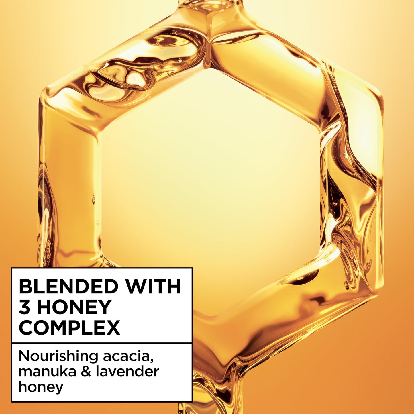 Back label of Garnier Honey Treasures shampoo showcasing the official ingredient list and usage instructions