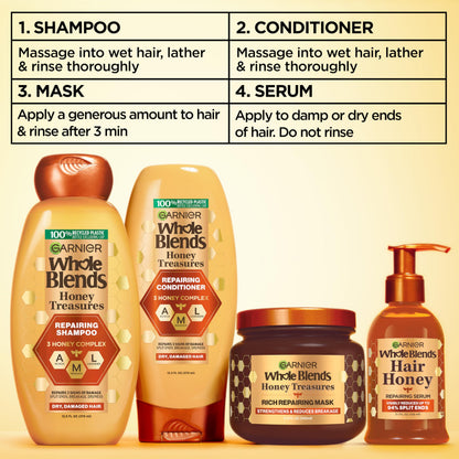 Premium imported Garnier hair repair shampoo and conditioner bottles side by side