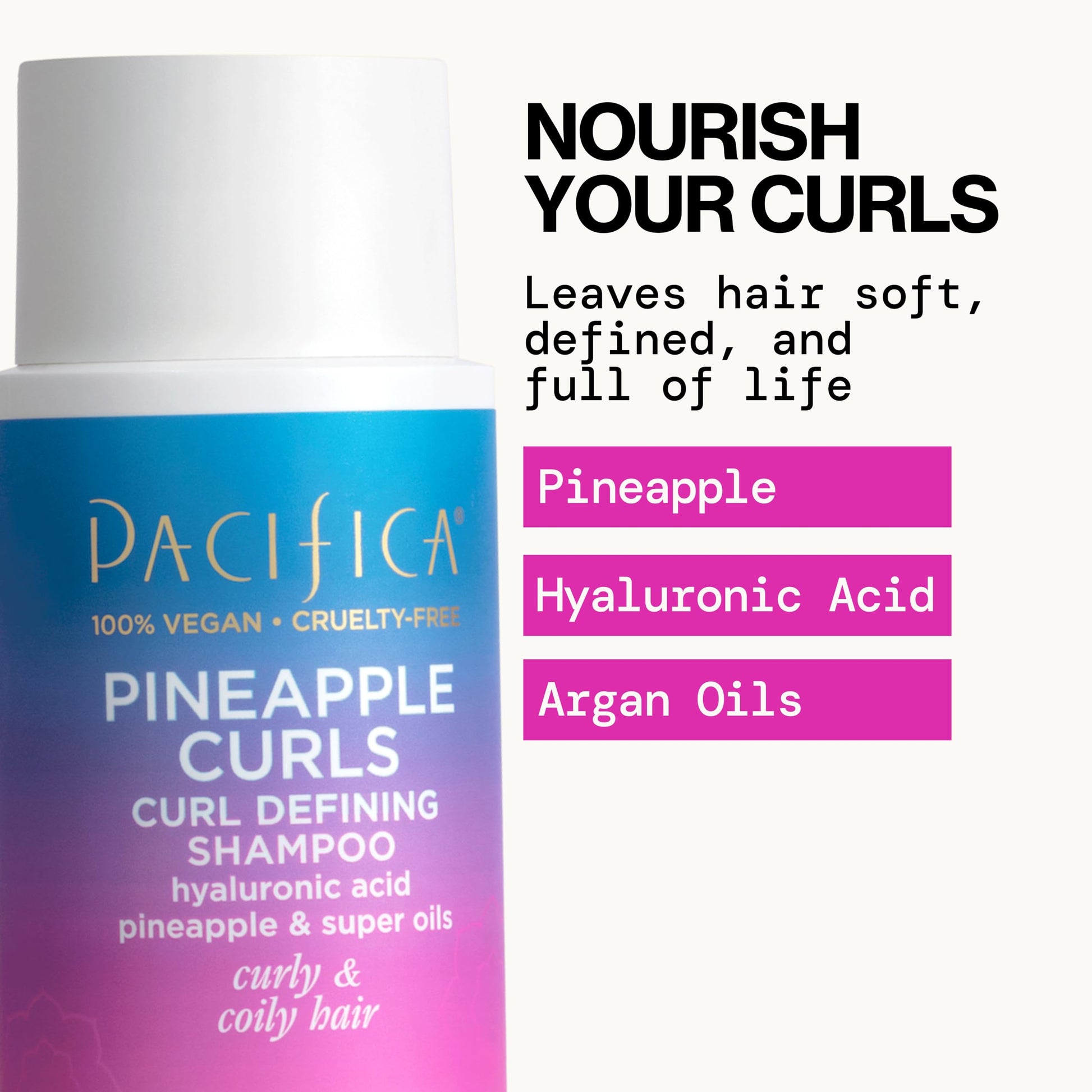 Vegan and cruelty free Pacifica pineapple curls hair care twin set packaging