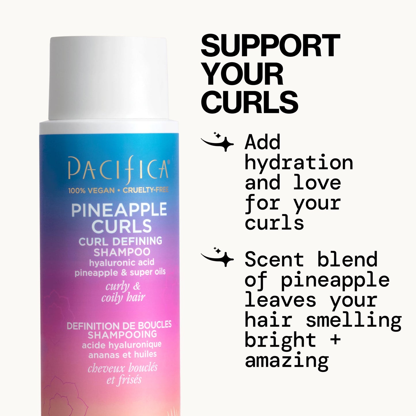 Hyaluronic acid infused Pacifica curl enhancing natural conditioner texture close up