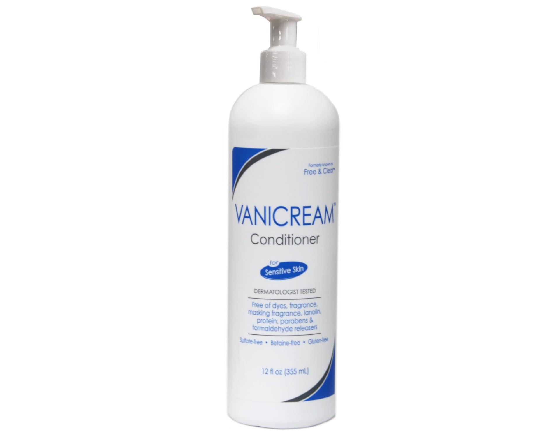 Vanicream fragrance free hair conditioner twelve ounce bottle back label and ingredients list