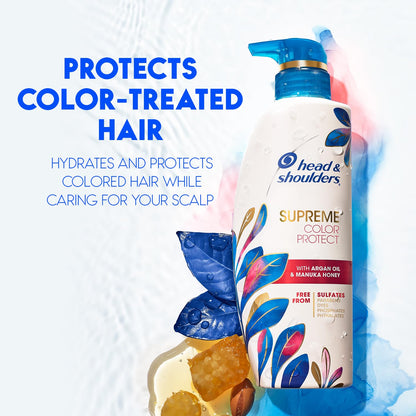 Sulfate free anti dandruff shampoo bottle with argan oil and manuka honey label