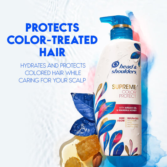 Sulfate free anti dandruff shampoo bottle with argan oil and manuka honey label