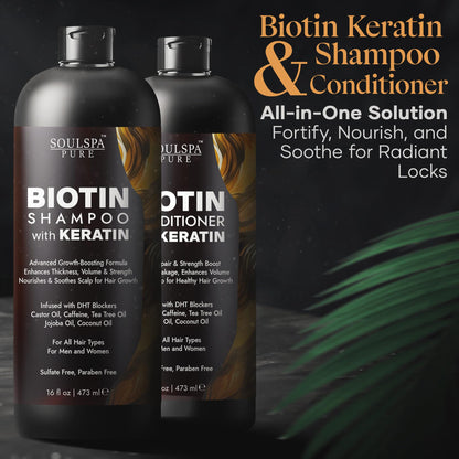 Close up view of the convenient pump dispensers on the imported SoulSpa Pure sixteen fluid ounce hair care bottles.