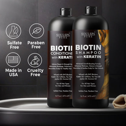 Authentic USA imported SoulSpa Pure hair growth combo set showcasing its dual action volume boosting formulas.