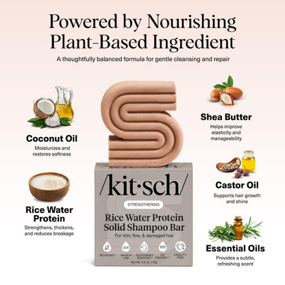 Kitsch Rice Water Shampoo Bar side angle displaying the three point two ounce size