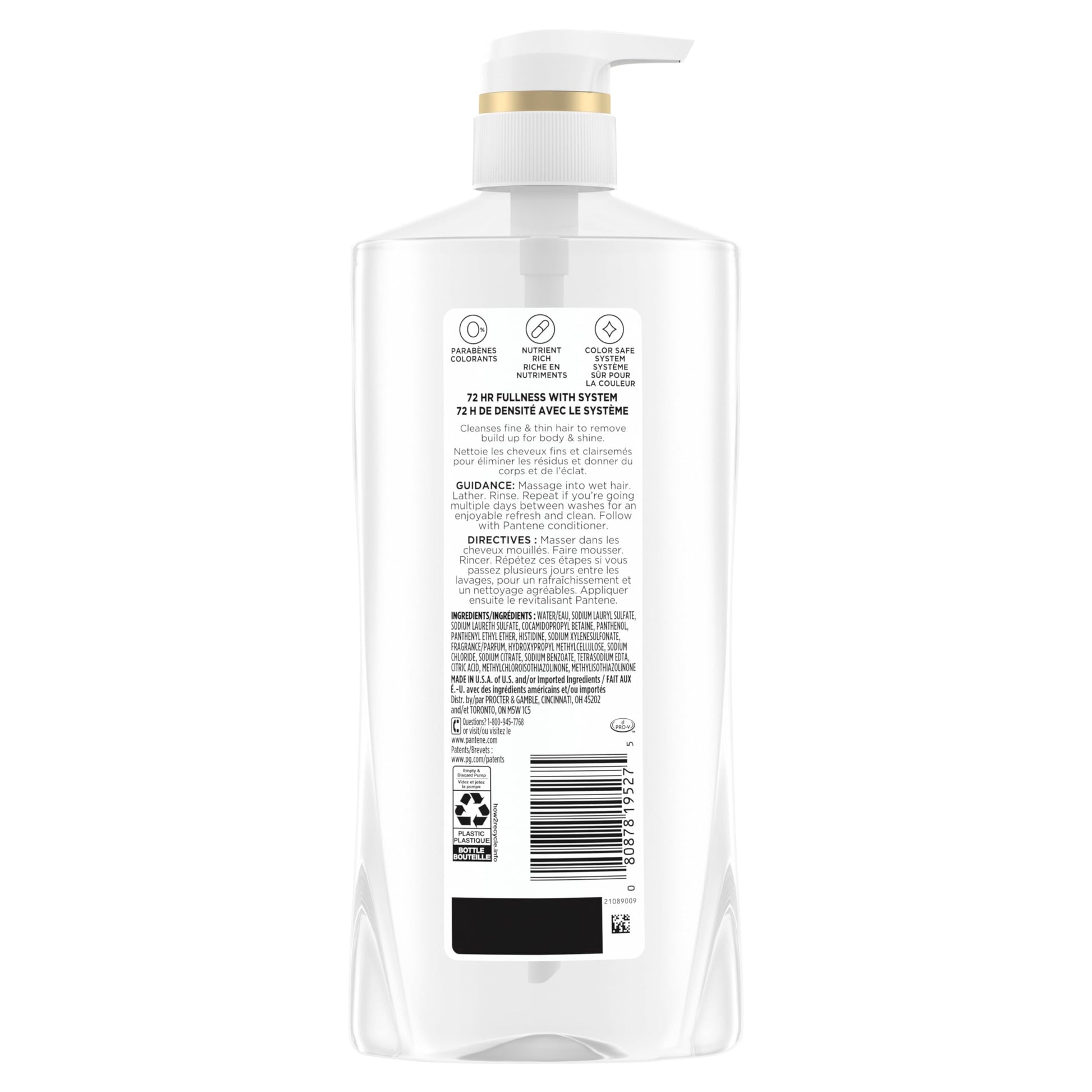 Pantene Sheer Volume paraben free shampoo for color treated hair look