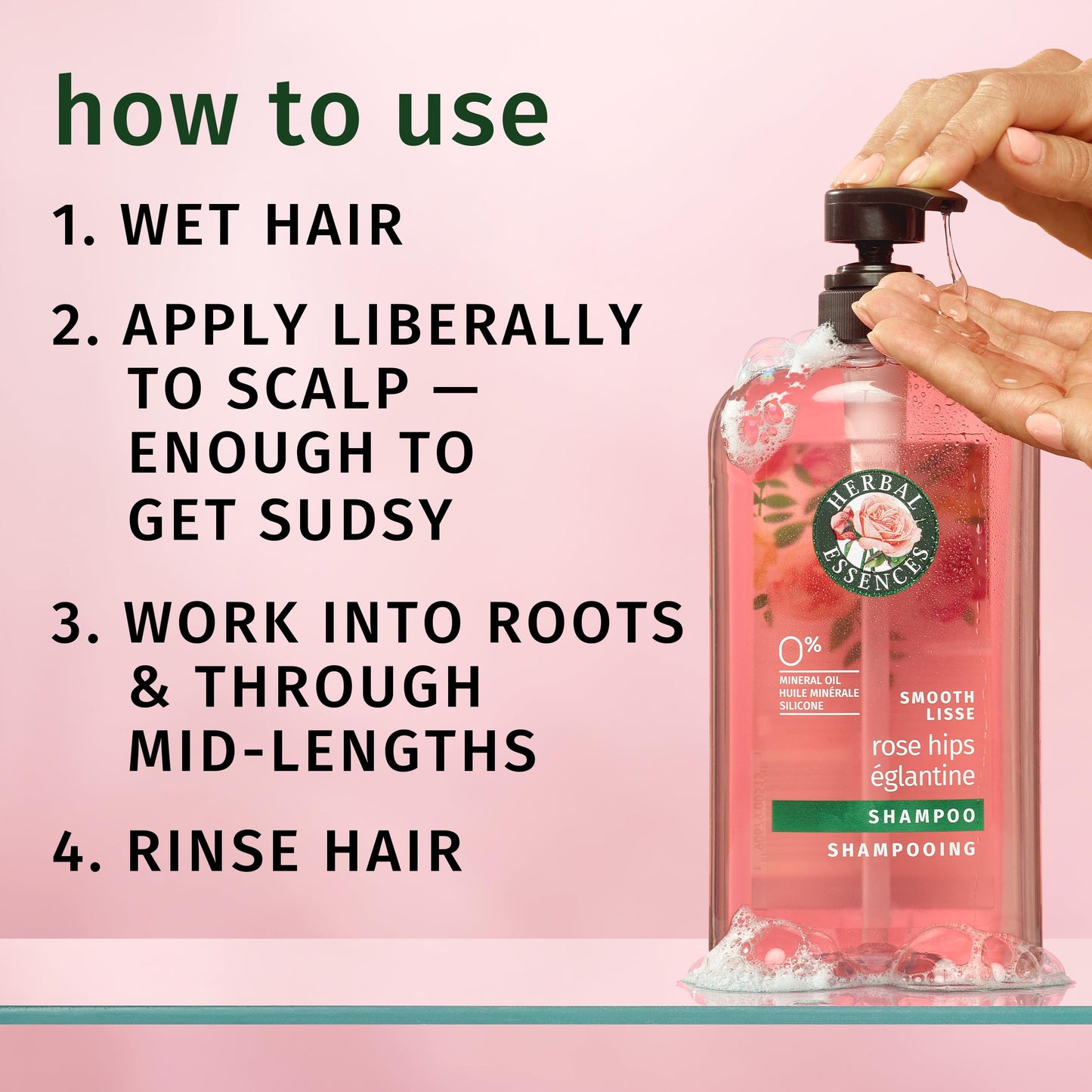 Herbal Essences Vitamin E and Jojoba infused shampoo bottle design close up