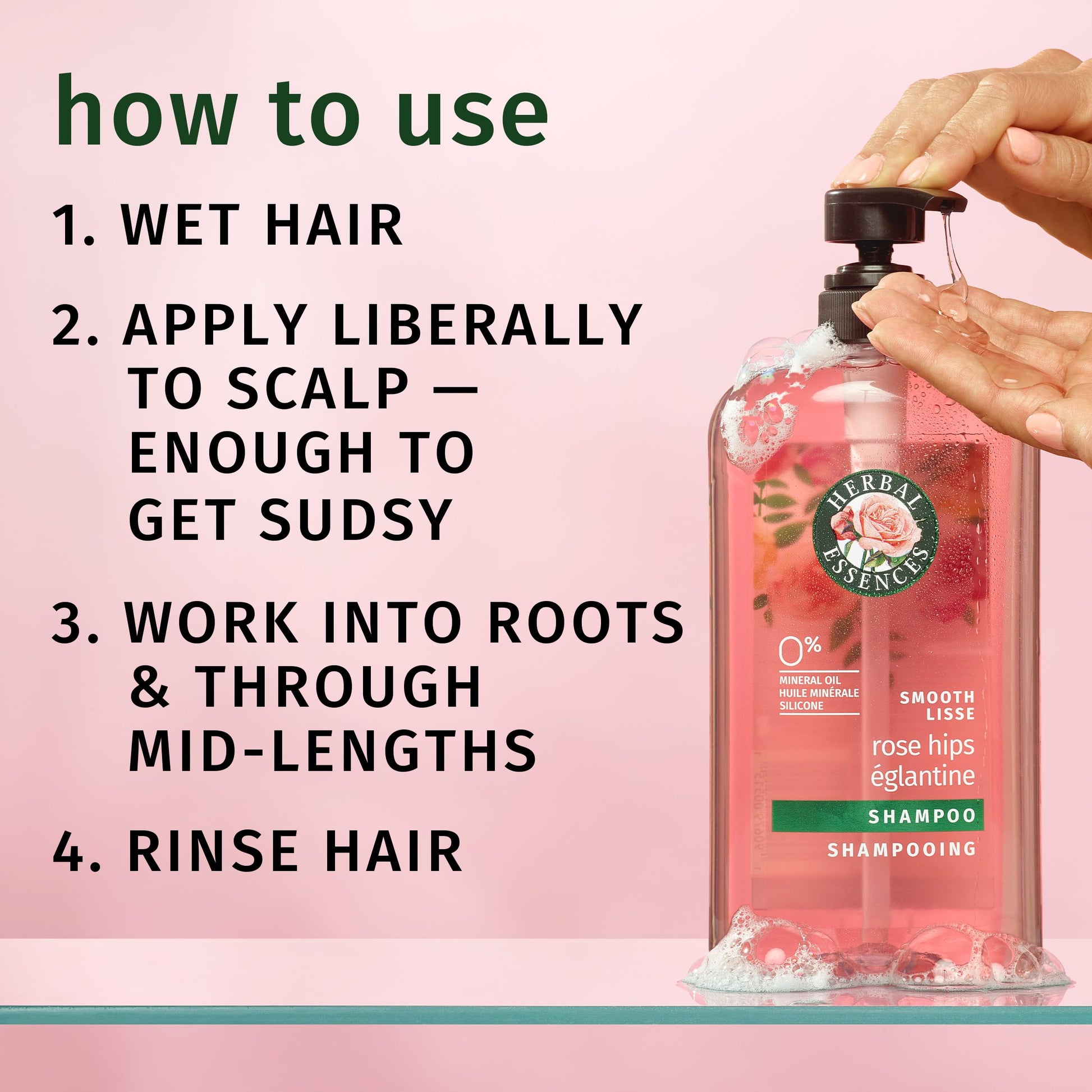 Herbal Essences Vitamin E and Jojoba infused shampoo bottle design close up
