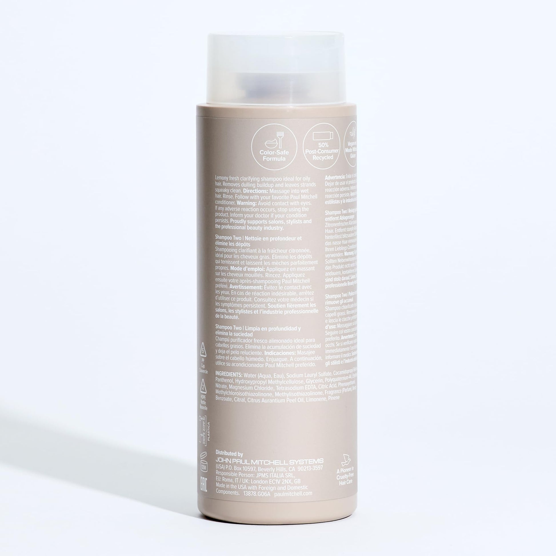 Paul Mitchell lemon scented clarifying cleanser bottle top lid packaging details