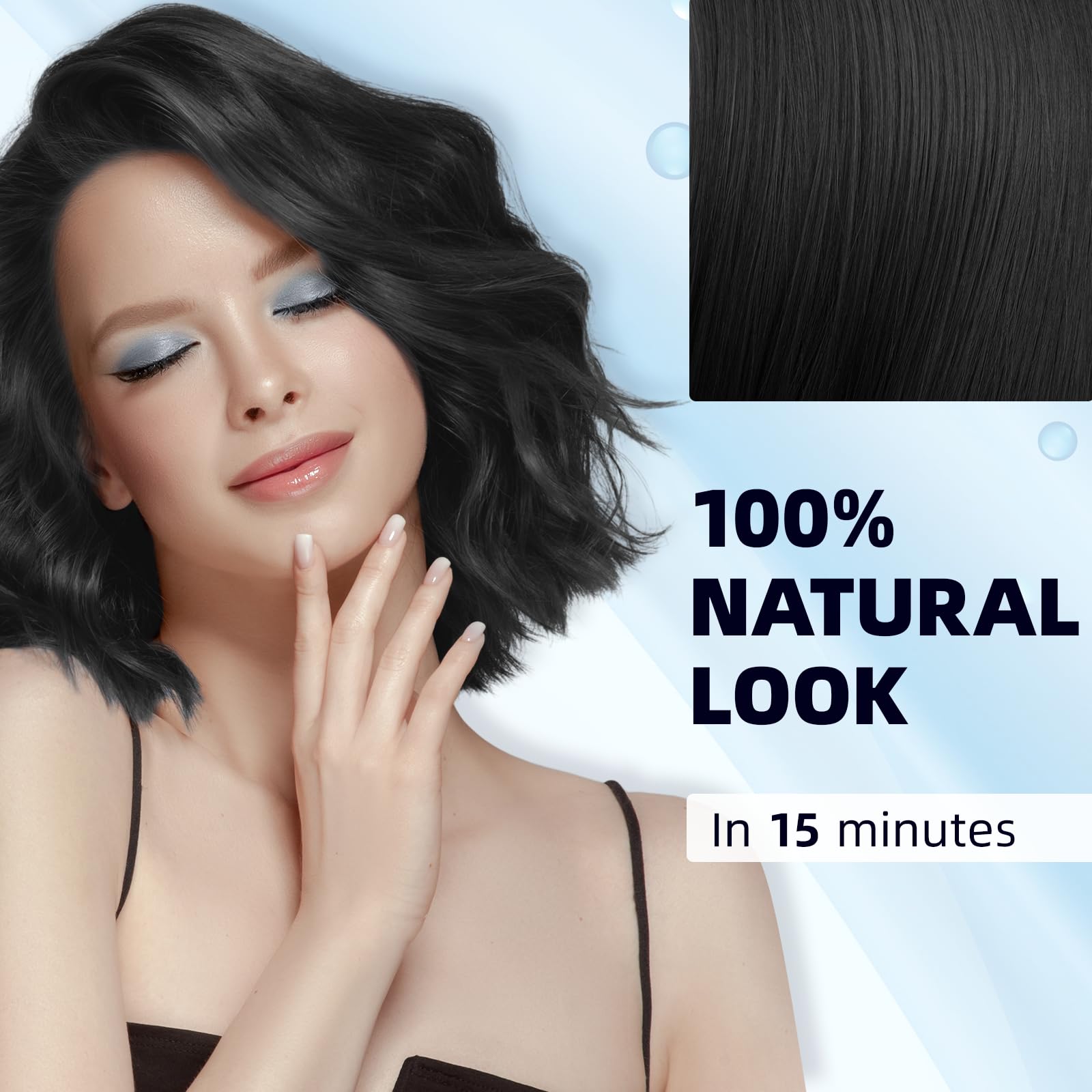 Back label of Ivnil semi permanent black hair darkening shampoo showing ingredients and directions